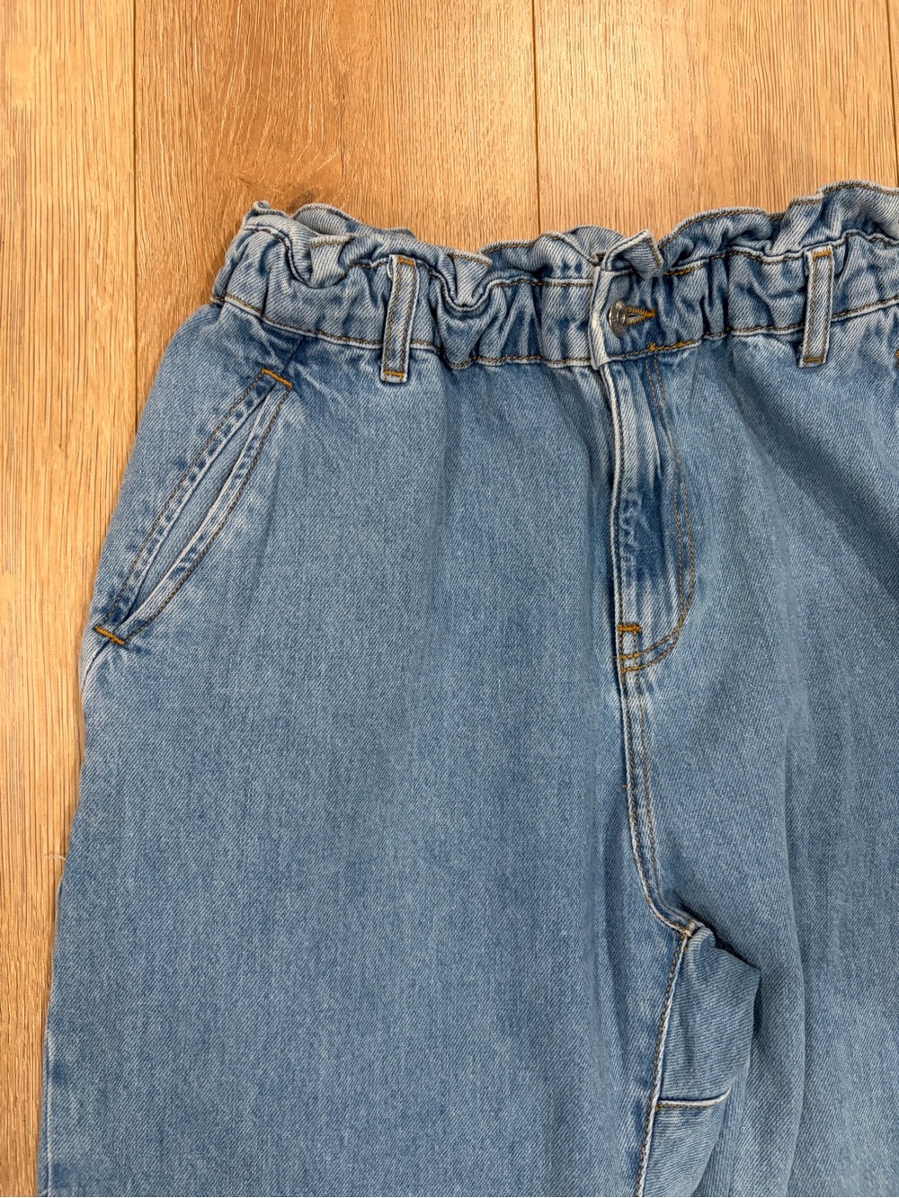 Zara High Rise Paperbag Balloon Jeans Medium Wash Size 8 - Picture 4 of 7